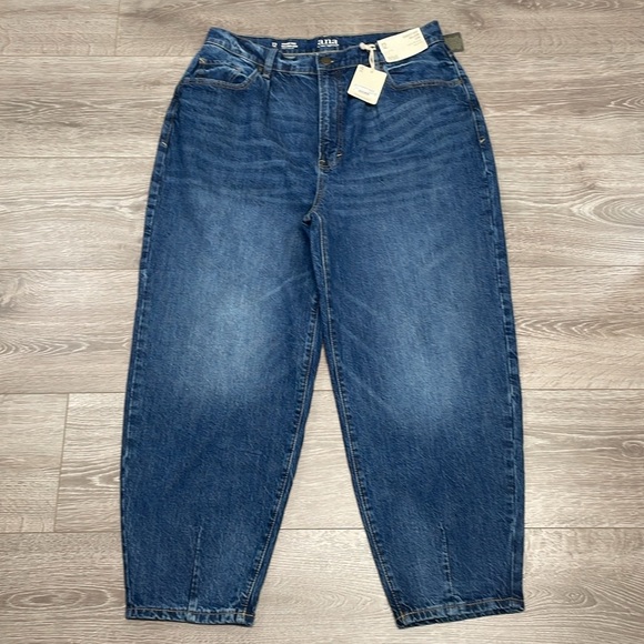 NWT a.n.a. Highest Rise Balloon Jean Dark Wash Denim Tapered Leg 12 - Picture 7 of 16
